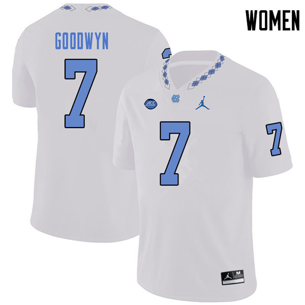Jordan Brand Women #7 Gray Goodwyn North Carolina Tar Heels College Football Jerseys Sale-White - Click Image to Close